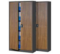 Jan Nowak Lot de 2 Armoires de Bureau Métalliques 4 Étagères 185x90x40 cm | Lot de 2 armoires en acier thermolaqué, 4 étagères réglables de 50 kg chacune, serrure 3 points, pour dossiers et classeurs.