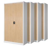 Jan Nowak Lot de 4 Armoires de Bureau Métalliques 4 Étagères 195x90x40 cm | Lot de 4 armoires en acier thermolaqué, 4 étagères réglables de 50 kg chacune, serrure 3 points, pour dossiers et classeurs.