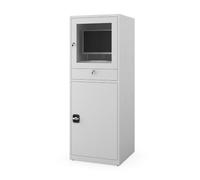 Jan Nowak Poste de Travail Informatique Armoire PC Armoire Informatique avec tiroir pour Atelier Entrepôt Métal 175 cm x 64 cm x 63 cm (Gris)