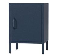 Jan Nowak Table de Chevet Industrielle en Métal - MIA | Table de Nuit 1 Porte en Métal | Meuble Chambre Ado, Chambre à Coucher | Chevet de Lit | 42,4 x 59,5 x 40 cm | Bleu Foncé