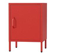 Jan Nowak Table de Chevet Industrielle en Métal - MIA | Table de Nuit 1 Porte en Métal | Meuble Chambre Ado, Chambre à Coucher | Chevet de Lit | 42,4 x 59,5 x 40 cm | Rouge