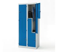 Jan Nowak Vestiaire Métallique Pro 4 Cases en L Verrouillables 185x80x45 cm | Armoire vestiaire pro en acier 0,6 mm, tringle par casier, portes ventilées, charge 30 kg chacune, fixation murale possible.