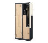 Jan Nowak Vestiaire Métallique Pro 4 Cases en L Verrouillables 185x80x45 cm | Armoire vestiaire pro en acier 0,6 mm, tringle par casier, portes ventilées, charge 30 kg chacune, fixation murale possible.