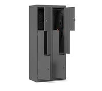Jan Nowak Vestiaire Métallique Pro 4 Cases en L Verrouillables 185x80x45 cm | Armoire vestiaire pro en acier 0,6 mm, tringle par casier, portes ventilées, charge 30 kg chacune, fixation murale possible.