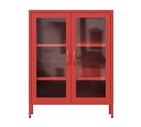 Jan Nowak Vitrine d'Exposition en Métal - GINA - Étagères Réglables, Fixation Murale, Verre Trempé - Meuble de Rangement pour Salle de Séjour, Maison, Intérieur - 80 x 101,5 x 40 cm - Rouge