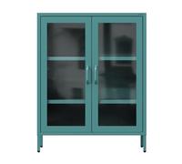 Jan Nowak Vitrine d'Exposition en Métal - GINA - Étagères Réglables, Fixation Murale, Verre Trempé - Meuble de Rangement pour Salle de Séjour, Maison, Intérieur - 80 x 101,5 x 40 cm - Marine