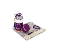 Janamaz - Sajadah - Tapis de prière musulman et chaîne de prière - Avec élégant coffret cadeau cylindrique - Ensemble cadeau islamique - Tapis doux en taffetas violet
