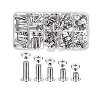 Janasiba Chicago Lot de 80 vis 5 tailles 6 10 12 15 18 mm Vis de fixation rivetées pour cuir, reliure, album, bricolage