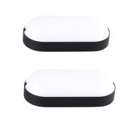 Jandei - 2 x Plafonnier LED ovale mural, IP65 (extérieur) 15 W 6000 K blanc froid, cadre noir, montage encastré surface, hydrofuge, intérieur, extérieur, plafond, hall, escalier, garage, porche