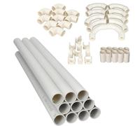 Jandei - Lot de 10 tubes pour câbles en PVC rigide blanc d'une longueur de 1 mètre. Diamètre 16 mm. Couverture de câble avec agrafes de fixation, coude à 90 degrés, manchons et courbures d'assemblage.