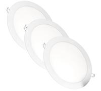 JANDEI - Lot de 3 Spots Led encastrables ronds, 18 W, 1500 lumens, extra-plats 13 mm, trou de fixation Ø 200-205 mm, blanc chaud 3000 K, avec transformateurs inclus