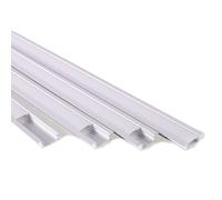 JANDEI - Lot de 4 Profilés en Aluminium Gris de 1 Mètre de Long, Forme YW, pour Installation Encastrée de Rubans LED, Diffuseur Arrondi Semi-Transparent. Embouts Inclus