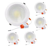 JANDEI - Lot de 5 Spots Encastrés LED COB 20 W, Cadre Rond Blanc, 185 x 45 mm (Découpe 160 mm), 1800 Lumens, IP44. Idéal pour Salon, Cuisine, Salle de Bain (Lumière Froide 6000 K)