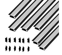 JANDEI - Lot de 6 Profilés en Aluminium en Sections de 1 Mètre pour l'Installation de Rubans LED, Diffuseur Blanc Semi-Transparent, Comprend des Accessoires (Noir, Profil encastré)