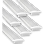 JANDEI - Lot de 6 Profilés en Aluminium en Sections de 1 Mètre pour l'Installation de Rubans LED, Diffuseur Blanc Semi-Transparent, Comprend des Accessoires (Blanc, Profil encastré)