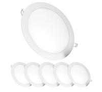 JANDEI - Lot de 6 Spots Led encastrables ronds, 18 W, 1500 lumens, extra-plats 13 mm, trou de fixation Ø 200-205 mm, blanc chaud 3000 K, avec transformateurs inclus