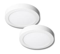 JANDEI - PACK 2X LED SPOT surface rond 6000K Blanc froid Ø300x37 mm 220V 24W = 160W 1920lum, (Blanc 6000K)