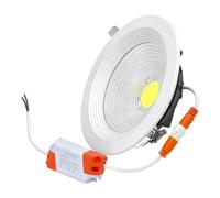 JANDEI - Spot Encastrable 165mm x 50mm (Découpe 130-135 mm), Cob Led 15W avec Cadre Rond Blanc, 1350 Lumens. IP44 Idéal pour Cuisine, Salle de Bain, Salon - 1 Pièce (Lumière Froide 6000 K)