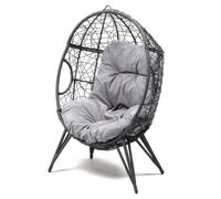 Jane fauteuil œuf sur pied en résine gris effet rotin