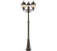 Janel Lampadaire Extérieur, Noir Dore, E27 Max 3x60w, Ampoule Non Incluse