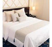 JANEMUA Chemin de lit, écharpes Queen, utilisables des Deux côtés, ne se décolore Pas, Doux pour la Peau, pour la Maison, la Chambre à Coucher, l'hôtel-Beige||45 * 240cm for 1.8m Bed