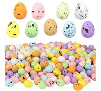 Jangostor 200 Pièces Mini Oeufs de Pâques Mousse colorée Mini Oeufs artificiels Oiseaux Oeufs Faux Oeufs de Pâques Mousse décoration pour Pâques Spring Party Maison Table décoration, 1,6 x 2 cm