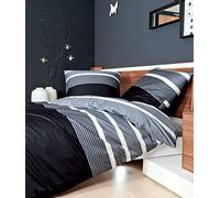 Janine Parure de lit en satin, Coton, argent/noir , 240 x 220 cm + 2x 80 x 80 cm