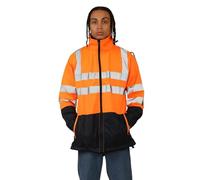 Janisramone® Veste Haute Visibilité Homme, Imperméable Ciret de Pluie Homme, Sweat Zippée à Capuche Avec Poches, Travail vêtements de Sécurité