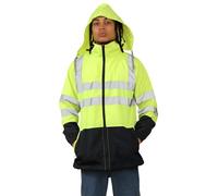 Janisramone® Veste Haute Visibilité Homme, Imperméable Ciret de Pluie Homme, Sweat Zippée à Capuche Avec Poches, Travail vêtements de Sécurité
