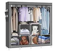 JANN Penderie Tissu, Armoire de Rangement, Armoire Chambre Portable pour Chambre D'adulte, Dressing Penderie, Garde-Robe Penderies pour Chambre, Vestiaire (167 * 45 * 170cm - Gris foncé)