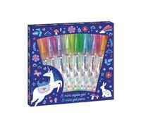 Janod, Dreamland, 8 Mini Stylos Gel Pailletés Licorne, Dès 6 Ans | Violet, Jaune, Rouge, Orange, Bleu, Vert, Rose et Fuchsia, Format Mini Pour Écrire et Ranger Facilement dans une Trousse