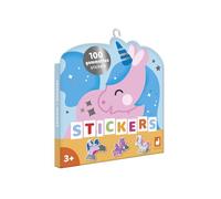 Janod - Pack 100 Gommettes - Pochette Stickers Autocollants Format 5x5cm - Thème Licornes - Dès 3 Ans et + - Loisir Créatif Enfant - Apprentissage Motricité Fine et Concentration - J09190