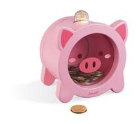Janod – Tirelire Cochon Rose – Face transparente, ouverture magnétique – Dès 3 ans