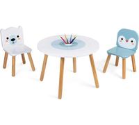 Janod Table en bois et 2 chaises - Ensemble de jeu pour enfants Polar