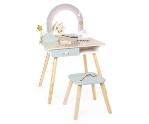 Janod Unicorn - Table de maquillage en bois avec accessoires et compartiment secret