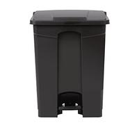 Jantex Poubelle de cuisine à pédale 65 litres, noire, poubelle en plastique polypropylène, taille : 670 (H) x 495 (L) x 400 (P) mm, fonctionnement hygiénique mains libres, CW723