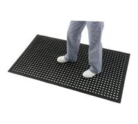Jantex Tapis Anti-Fatigue en Caoutchouc, Noir, Résistant aux Glissades et Graisses, Trous de Drainage Ergonomiques, Lavable, Dimensions: 1500 x 900mm / 59 x 35 pouces | DP206