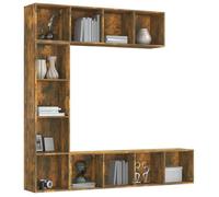 {January Sale}Ensemble bibliothèque/meuble TV Industrielle | etagère de rangement,meuble Chambre, Bureau, 3 pcs Chêne fumé 180x30x1