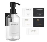Janxin Soap Dispenser 500 ML with Labels, Wall Mounted Soap Dispenser | Avec autocollants, à suspendre au mur, Distributeur Shampoing et gel Douche, Distributeur Savon Cuisine