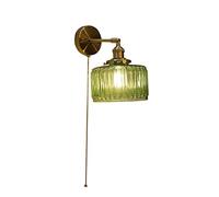 JANXLE Applique Murale avec Interrupteur à Tirette Appliques murales industrielles Modernes avec Abat-Jour en Verre pour Chambre, Salon, Couloir, Cuisine, Maison de Campagne, hôtel, Base E27 (Vert)