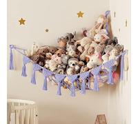 JanYoo Filet de rangement pour jouets - 142 x 106 x 106 cm - Filet de rangement pour chambre d'enfant - Suspendu - Hamac en peluche - Filet de rangement pour chambre à coucher - Violet