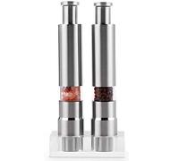 JANZU Sel et Poivre Moulin Lot de 2, Moulin à Poivre en Acier Inoxydable SalièRe Bouton-Poussoir Manuel Verre Sel et Poivre Ensemble