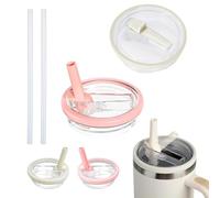 JAONLD 2 Pièces Remplacement de Couvercle pour 40 oz avec 2 Pièces Paille | Rose pêche et Blanc Couvercles de Tasse Réutilisables Anti-Fuite et Anti-Poussière Stanley Cup Couvercle Remplacement