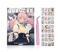 Japanese Manga Style Sticker Book + Tweezer, 45 Pages Japanese Manga Sticker with 800+ Reusable, Creative DIY Handbook Material Decorative Stickers Stickers for Scrapbooking, Journals (1Set A)