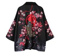Japonais Kimono Cardigan Hommes et Femmes Manteau Haut Veste Robe Cloak Open Front Short Coat Impression Cloak Chinois Veste T-Shirt Yukata Pas Cher Grande Taille Tops 3/4 Manches