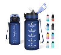 JAPORIA Bouteille d'eau 500ml, Gourde Motivation avec Marqueur de Temps, Gourde avec Paille, Étanche et Réutilisable, Bouteille pour Bureau, Gym
