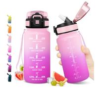 JAPORIA Bouteille d'eau 500ml, Gourde Motivation avec Paille, Bouteille Marqueur de Temps, Étanche & Réutilisable, pour Bureau, Vélo, Randonnée, Fitness
