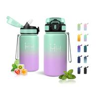 JAPORIA Gourde 500ml avec Paille, sans BPA, Facile à Nettoyer, Double Paroi, Bouteille Étanche, Gourde Réutilisable, Bouteille D'eau pour École, Yoga, Bureau et Outdoor