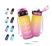 JAPORIA Gourde 500ml, Gourde avec Paille, Anti-Fuite & Réutilisable, Bouteille d'eau Motivante avec Marquages de Temps, Facile à Nettoyer, Bouteille pour Voyage, Randonnée, Cyclisme, Fitness, Voyage