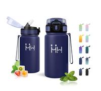 JAPORIA Gourde 500ml, Gourde avec Paille, sans BPA et Étanche, Acier Inoxydable, Double Paroi, Légère et Pratique, Bouteille pour École, Bureau, Yoga, Voyage, Randonnée